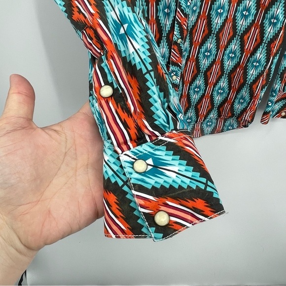 Dale Brisby Rock and Roll Cowboy Aztec Print Shirt Size Small western - Picture 4 of 9